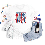 National Flag Day T Shirts Summer round Neck T-shirt Women's Short Sleeve Independence Day Women