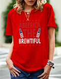 Women's Independence Day T Shirt Pattern Printed Short-Sleeved T-shirt