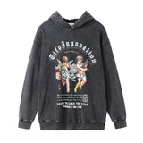 Men Hoodie Printed Hoodie Men's Loose Worn Washed Old