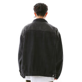 Men Denim Jacket Washed and Worn Denim Jacket Men's Loose Casual Striped Long Sleeve