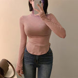 Women's Long Sleeve Shirt Women's Top with Slit