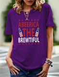 Women's Independence Day T Shirt Pattern Printed Short-Sleeved T-shirt