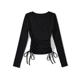 Women T-Shirt Design Tight Long-Sleeved Women's Fall V-neck Bottoming Top