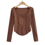 Women T-Shirt Top T-shirt Women's Design Patchwork Base Long Sleeve