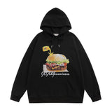 Men Hoodie Creative Hamburger Pattern Printed Hoodie