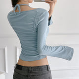 Women T-Shirt Long Sleeve T-shirt Short Design Bottoming Shirt Top