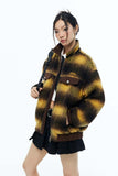 Unisex Jacket Autumn Retro Contrast Color Plaid Coat Women's Clothing