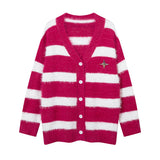 Men Long Sleeve Shirt Gothic Vintage Knitted Jacket Men's and Women's Couple Sweater Cardigan