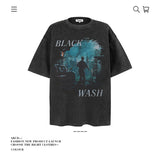 American vintage street T-shirt pure cotton retro men's and women's summer loose