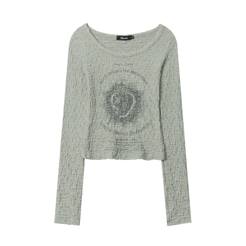 Women Long Sleeve T-Shirt Printed Long Sleeve T-shirt Girls' Autumn Casual O-neck Short Top