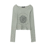 Women Long Sleeve T-Shirt Printed Long Sleeve T-shirt Girls' Autumn Casual O-neck Short Top