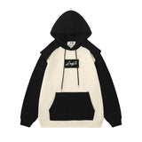 Men Hoodie Color Contrast Patchwork Design Hooded Sweater Men