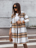 Plaid Trench Coat Long Plaid Wool Coat Women's Clothing