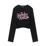 Women Long Sleeve T-Shirt Letter Printed Long Sleeve T-shirt Women's Spring and Autumn Crew Neck Casual
