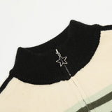 Women Sweater Short Knitted Cardigan Color Matching Long Sleeve Sweater Coat
