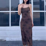Women's Dresses Sling Dress Women's Summer Printed Mesh Midi Dress