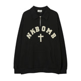 Men Hoodie Printed Sweater for Boys Spring and Autumn Half Zipper Casual