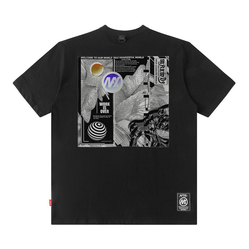 Men T Shirt T-shirt Men and Women Vintage Print Short Sleeves Loose Couple