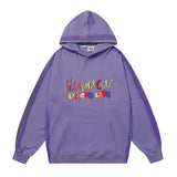 Men Hoodie Outline Inkjet Graffiti Letters Printed Hoodie