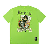 Men T Shirt Amekaji Vintage Printed Pure Cotton Loose Short Sleeve T-shirt for Men and Women