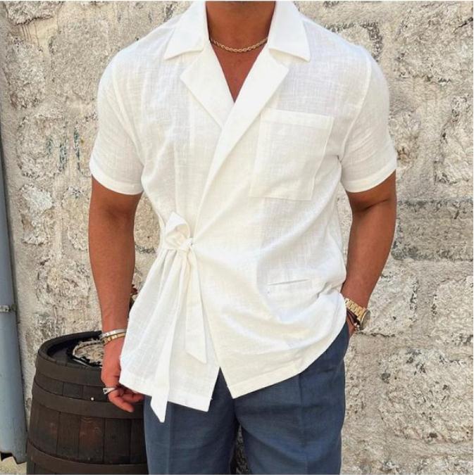 Men Suits Vests Summer Men's Short Sleeve Shirt Coat