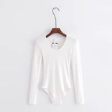 Women T-Shirt Spring round Neck Tight Pattern Slim-Fit Long Sleeve One-Piece T-shirt