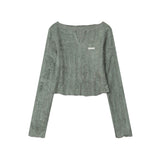 Women Long Sleeve T-Shirt Long Sleeve T-shirt Women's Design Sense Niche V-neck
