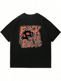 Men Skull Head And Letter Print Short Sleeve