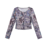 Women Sun Protection Shirt Digital Printed, Female Summer Low Collar Long Sleeves Sun Protection Clothing
