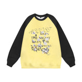 Men Hoodie Color Matching Raglan Long Sleeve Crew Neck Sweater