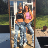 Women Cargo Pants Girls Wild Casual Printed Jeans