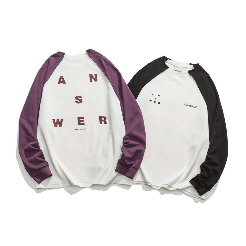 Unisex Sweatshirt Fall Contrast Color round Neck Sweatshirt