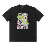 Men T Shirt Fashion Brand Letter Graffiti T-shirt Men and Women Couple Loose Short Sleeve