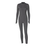 Women Jumpsuit Women's Clothing Spring Zipper Slim Fit Long Sleeve Jumpsuit Women