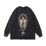 Men Long Sleeve Shirt Worn Looking Washed-out Tee Autumn Long Sleeve T-shirt Men's Fashion Brand Couple