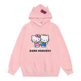 Men Hoodie Cartoon Cat Printed Hoodie