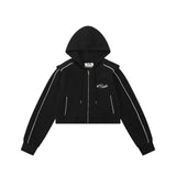 Women Hoodie Waffle Cropped Hoodie Zip Jacket