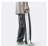 Men Sweatpants Men's Spring Sports Pants Stitching Wide-Leg Straight Pants