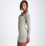 Woman Dresses Women's Winter Long Sleeve Backless Jumpsuit Skirt