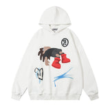 Men Hoodie Cartoon Anime Print Pullover Long Sleeve Loose Hoodie Sports Autumn and Winter