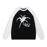 Men Hoodie Spider Patch Crew Neck Sweater Men