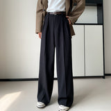 Palazzo Pants Straight Casual Suit Pants Women's Solid Color High Waist Wide Leg Pants Long