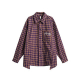 Unisex Sweater Autumn Trendy Plaid Colorblock Shirt