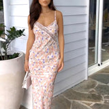 Women Dresses Summer Lace Cutout Sling Dress