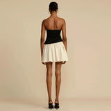 Women Desses Spring Sexy Color Block Tube Top Short Skirt Dress Dress