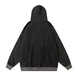 Men Hoodie Figure Printed Hoodie Retro Washed Distressed Loose Pullover Hoodie