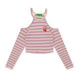 Women Sweater Short Sweater Women Casual Contrast Color Embroidered Long Sleeve