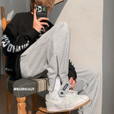 Men Sweatpants Waffle Pants Men Loose Design Zipper