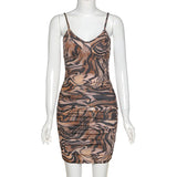 Women Desses Printed V-neck Sling Dress Women