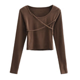 Women T-Shirt I round Neck Long Sleeve T-shirt Female Spring Undershirt